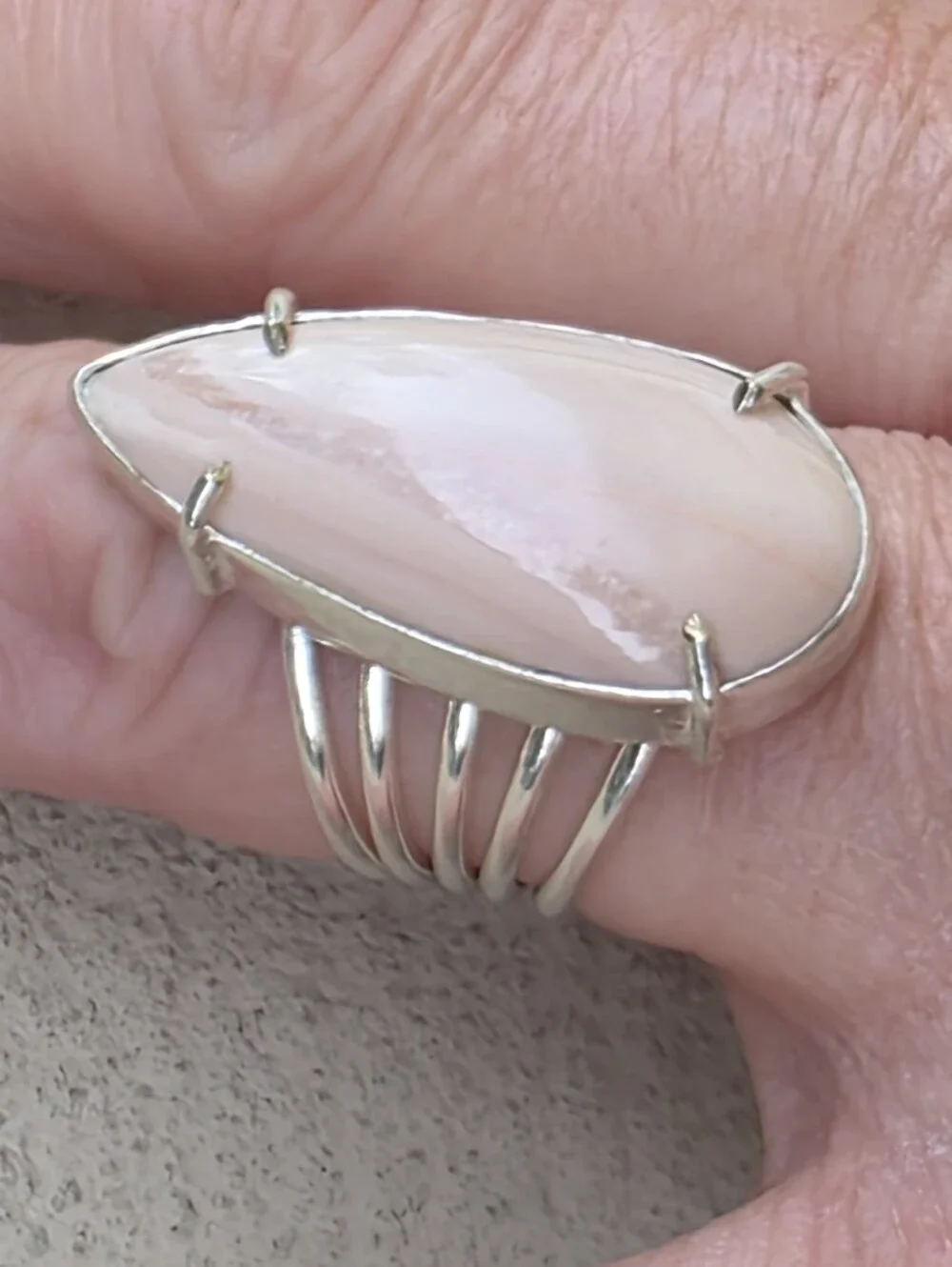 Pink Opal Gemstone Ring In 925 Sterling Silver (7)